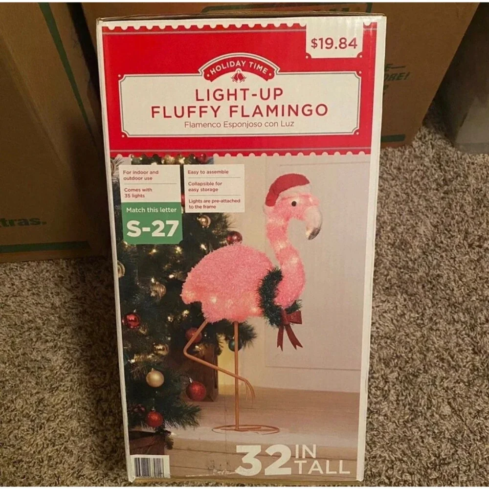 Holiday Light-Up Plush Flamingo 32